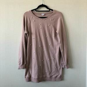 Mei - Dusty Rose Pearl Sweater Dress